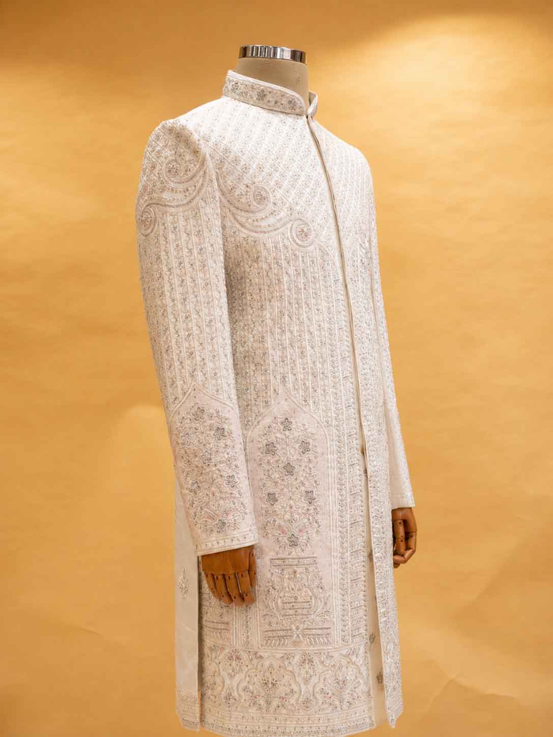 Cream Embroidered Sherwani Set for Men | Luxury Wedding & Festive Wear