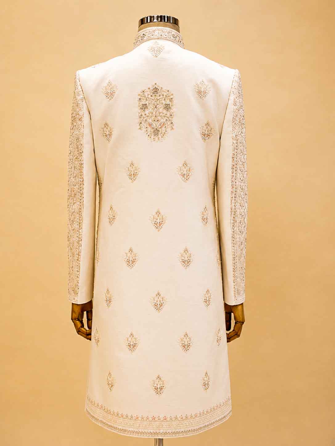 Cream Embroidered Sherwani Set for Men | Luxury Wedding & Festive Wear
