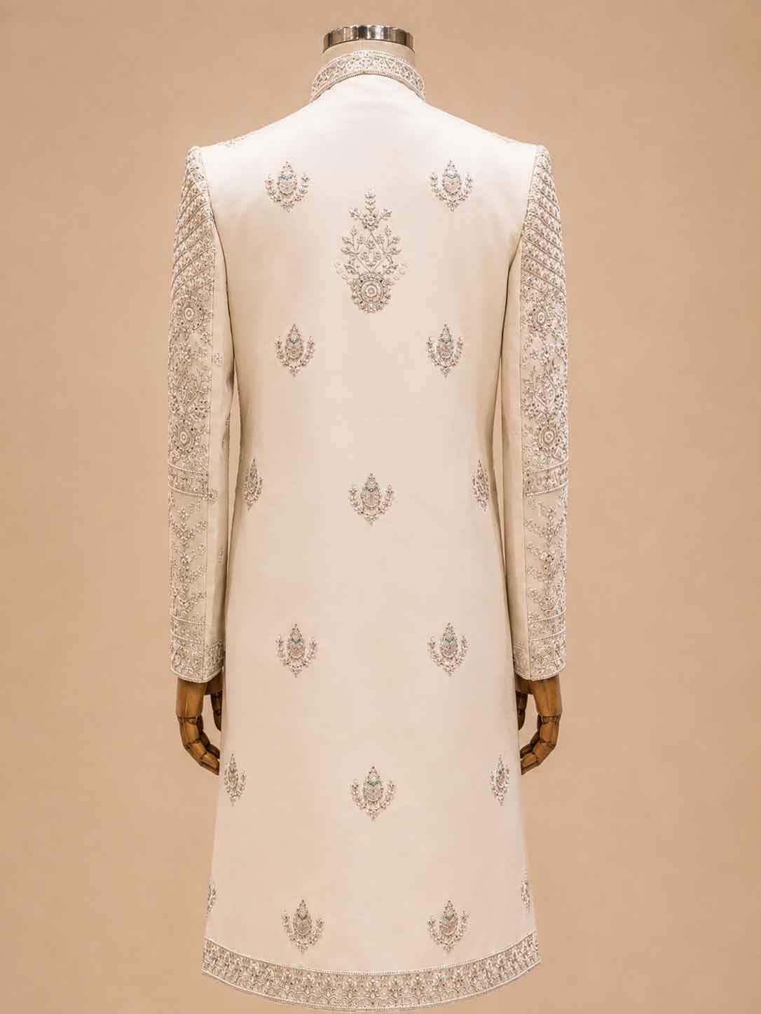 Cream Embroidered Sherwani Set for Men with Dupatta | Luxury Groom & Wedding Wear