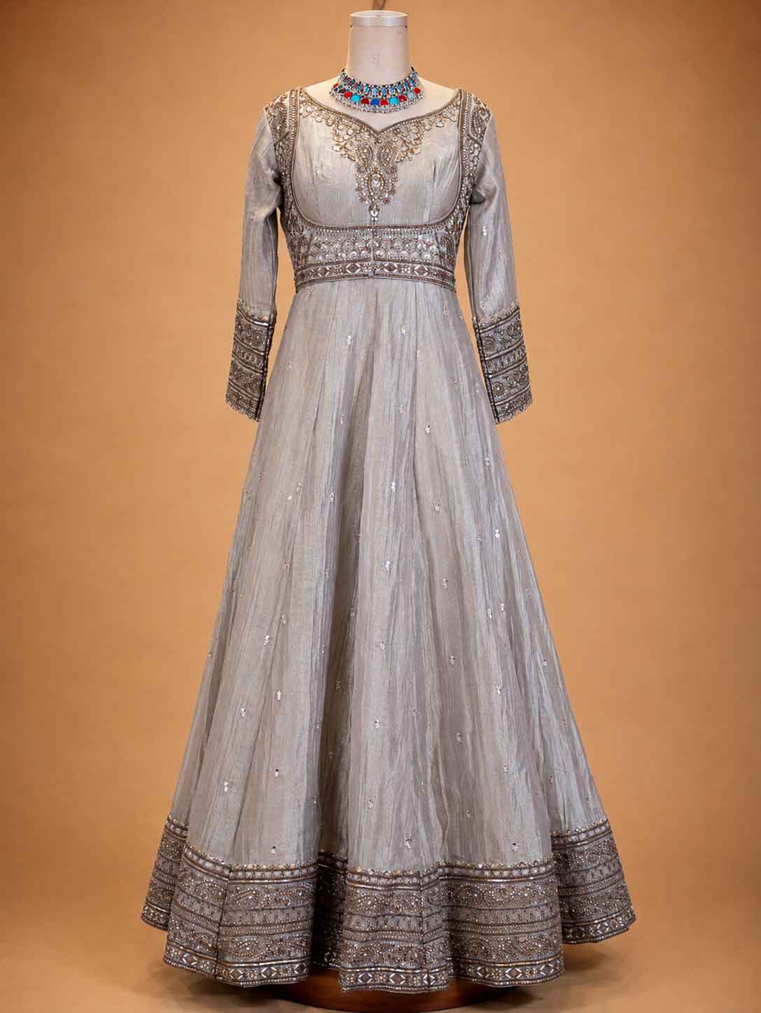 Chiku Colour Designer Anarkali Suit for Women | Embroidered Festive & Wedding Wear