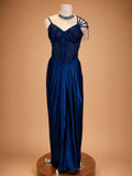 Navy Blue Embellished Gown for Women | Designer Party & Evening Wear