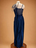 Navy Blue Embellished Gown for Women | Designer Party & Evening Wear