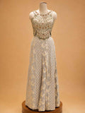 Gold Designer Plazo Set for Women | Embellished Kurta with Flared Plazo & Dupatta