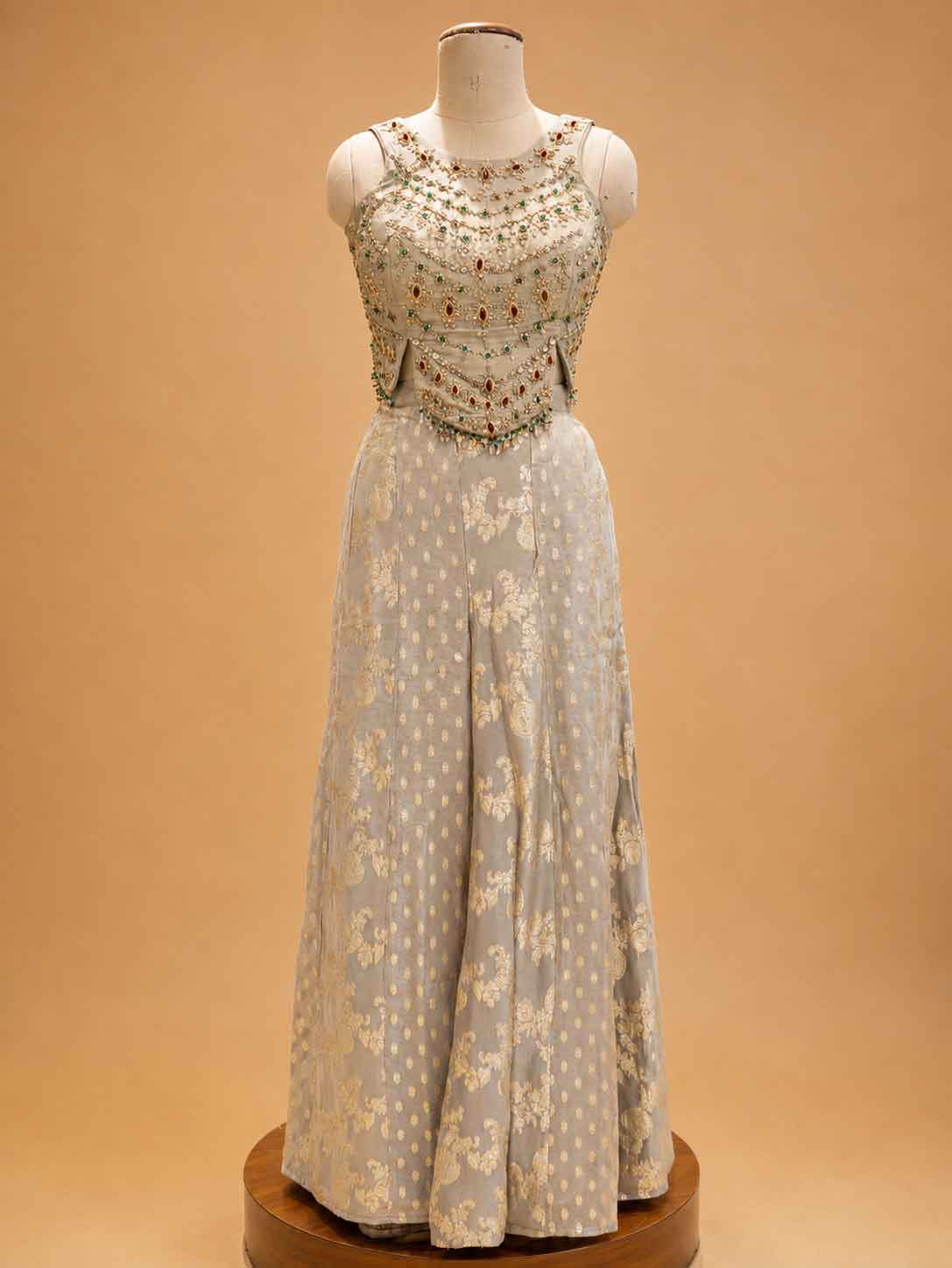 Gold Designer Plazo Set for Women | Embellished Kurta with Flared Plazo & Dupatta