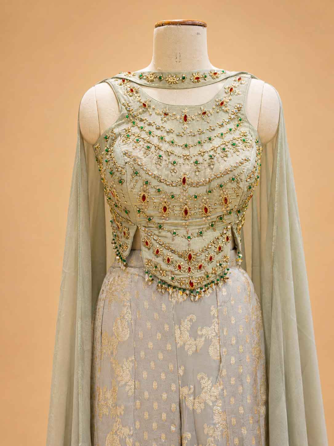 Gold Designer Plazo Set for Women | Embellished Kurta with Flared Plazo & Dupatta