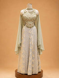 Gold Designer Plazo Set for Women | Embellished Kurta with Flared Plazo & Dupatta