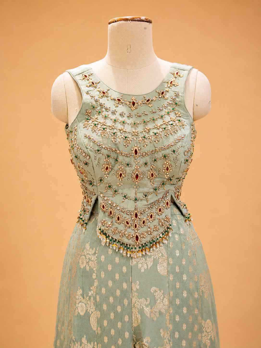 Pista Colour Designer Plazo Set for Women | Embellished Kurta with Wide-Leg Plazo & Dupatta