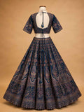 Navy Blue Designer Lehenga Set for Women | Printed Wedding Wear