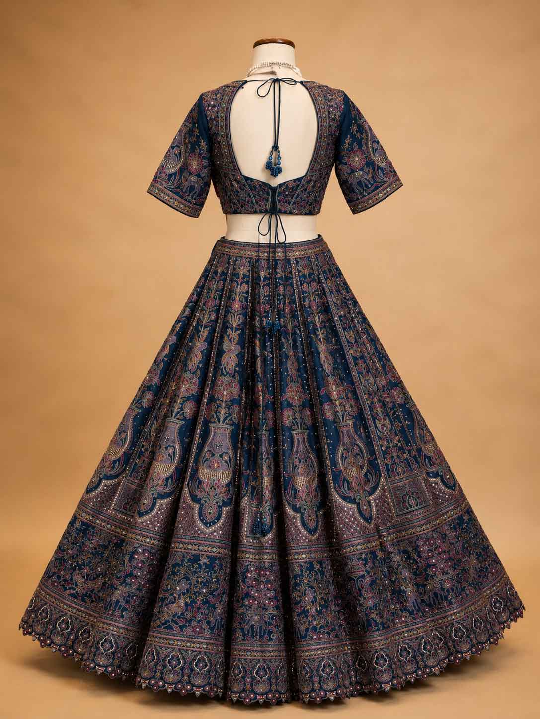 Navy Blue Designer Lehenga Set for Women | Printed Wedding Wear