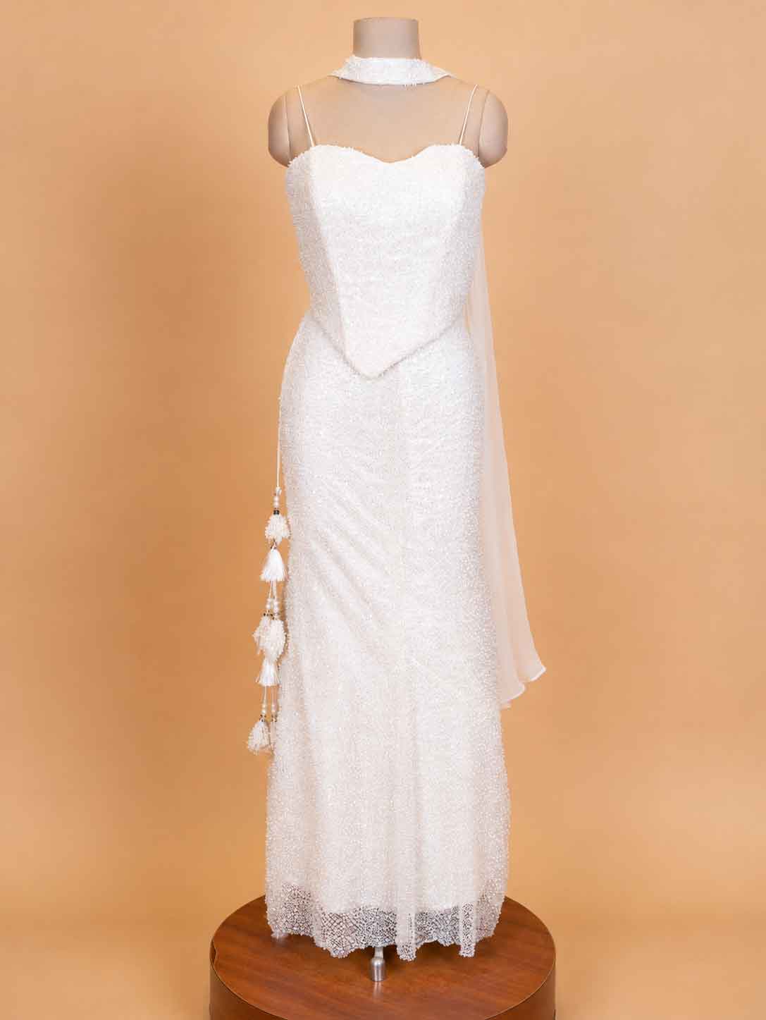 White Embellished Gown for Women | Designer Party & Evening Wear