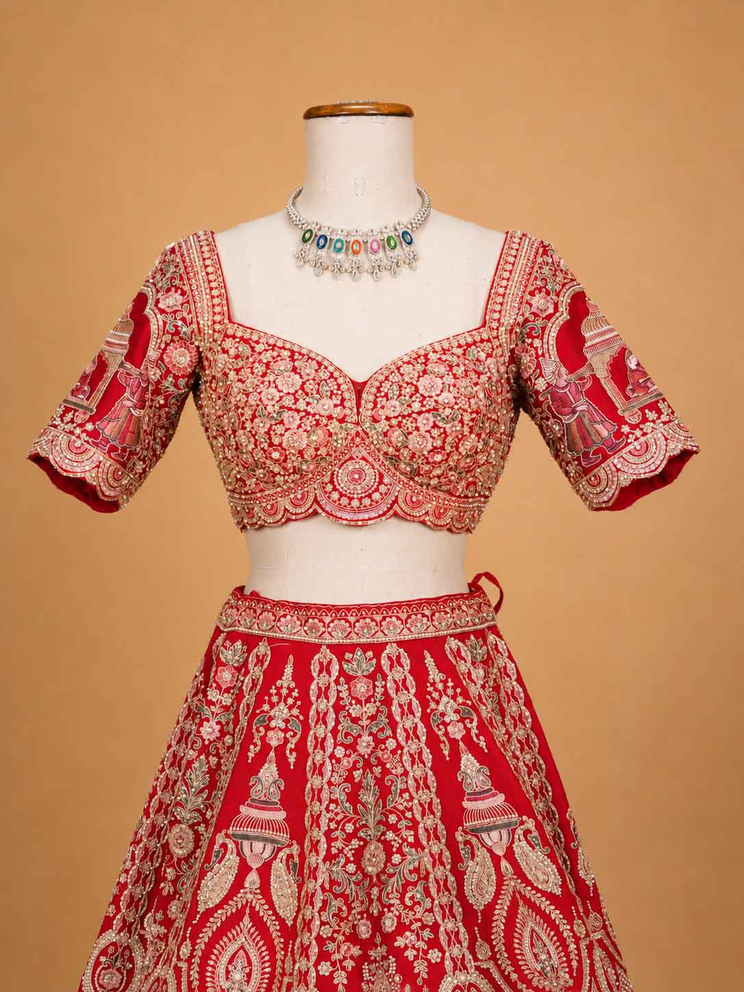 Red Designer Lehenga Set for Women | Embroidered Wedding Lehenga