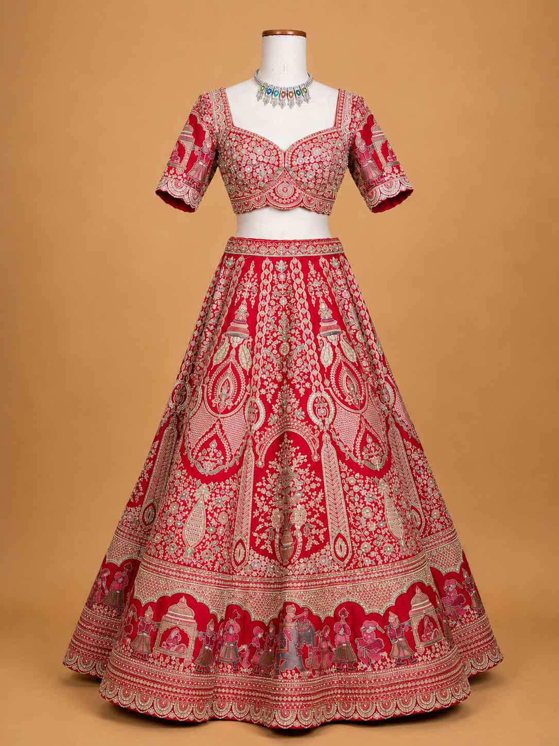Red Designer Lehenga Set for Women | Embroidered Wedding Lehenga