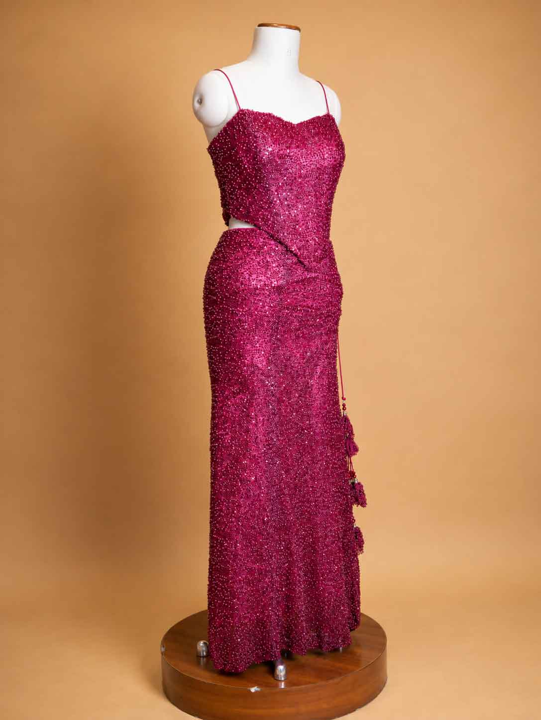 Maroon Embellished Mermaid Gown for Women | Designer Party Wear