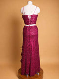 Maroon Embellished Mermaid Gown for Women | Designer Party Wear
