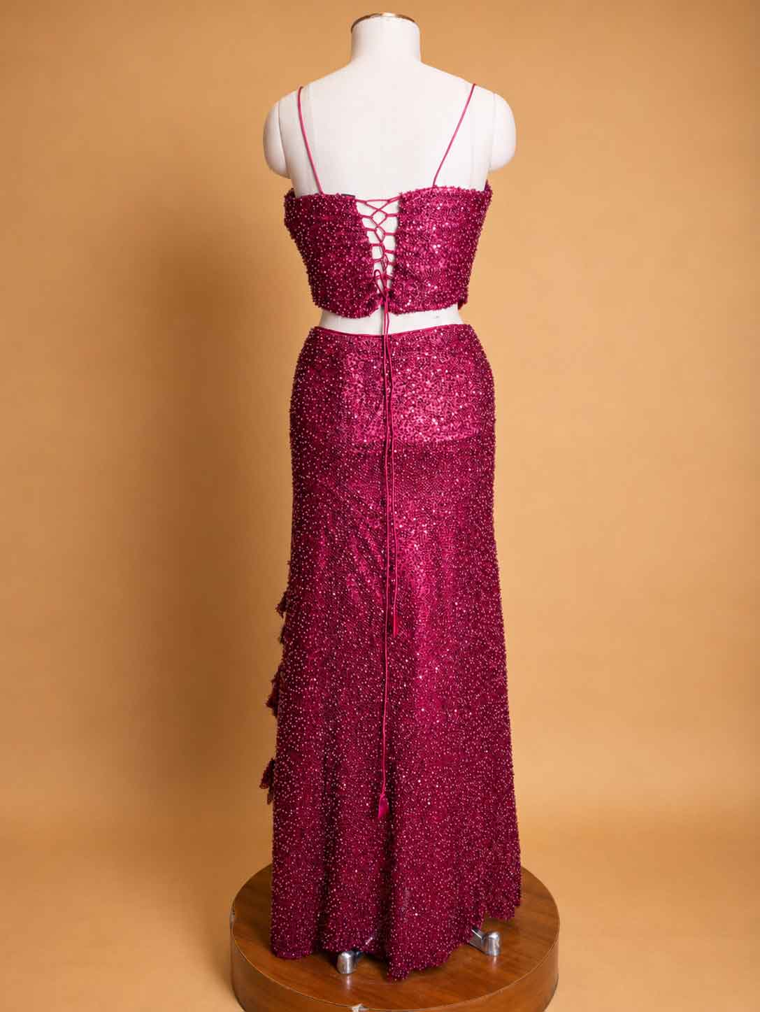Maroon Embellished Mermaid Gown for Women | Designer Party Wear