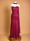 Maroon Embellished Mermaid Gown for Women | Designer Party Wear