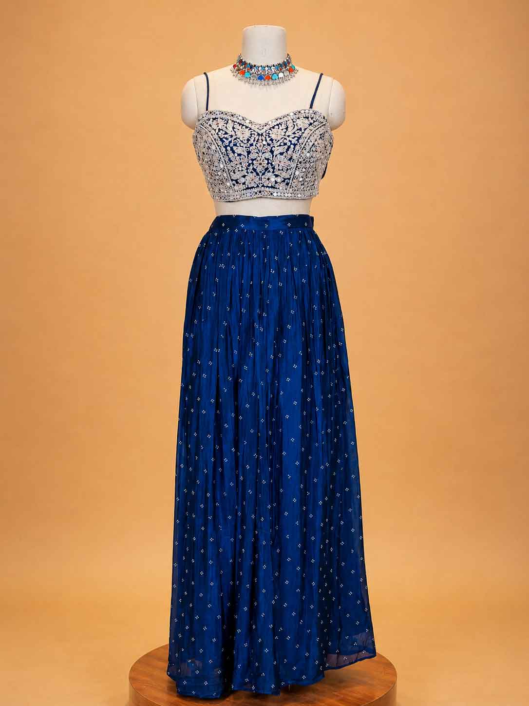 Blue Embroidered Sharara Set for Women | Festive Ethnic Wear