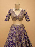Purple Embroidered Bridal Lehenga with Gold Detailing & Dupatta | Wedding Wea