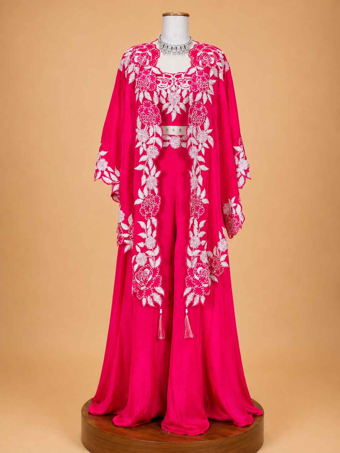 Rani Pink Designer Co-Ord Set for Women | Embroidered Palazzo Set