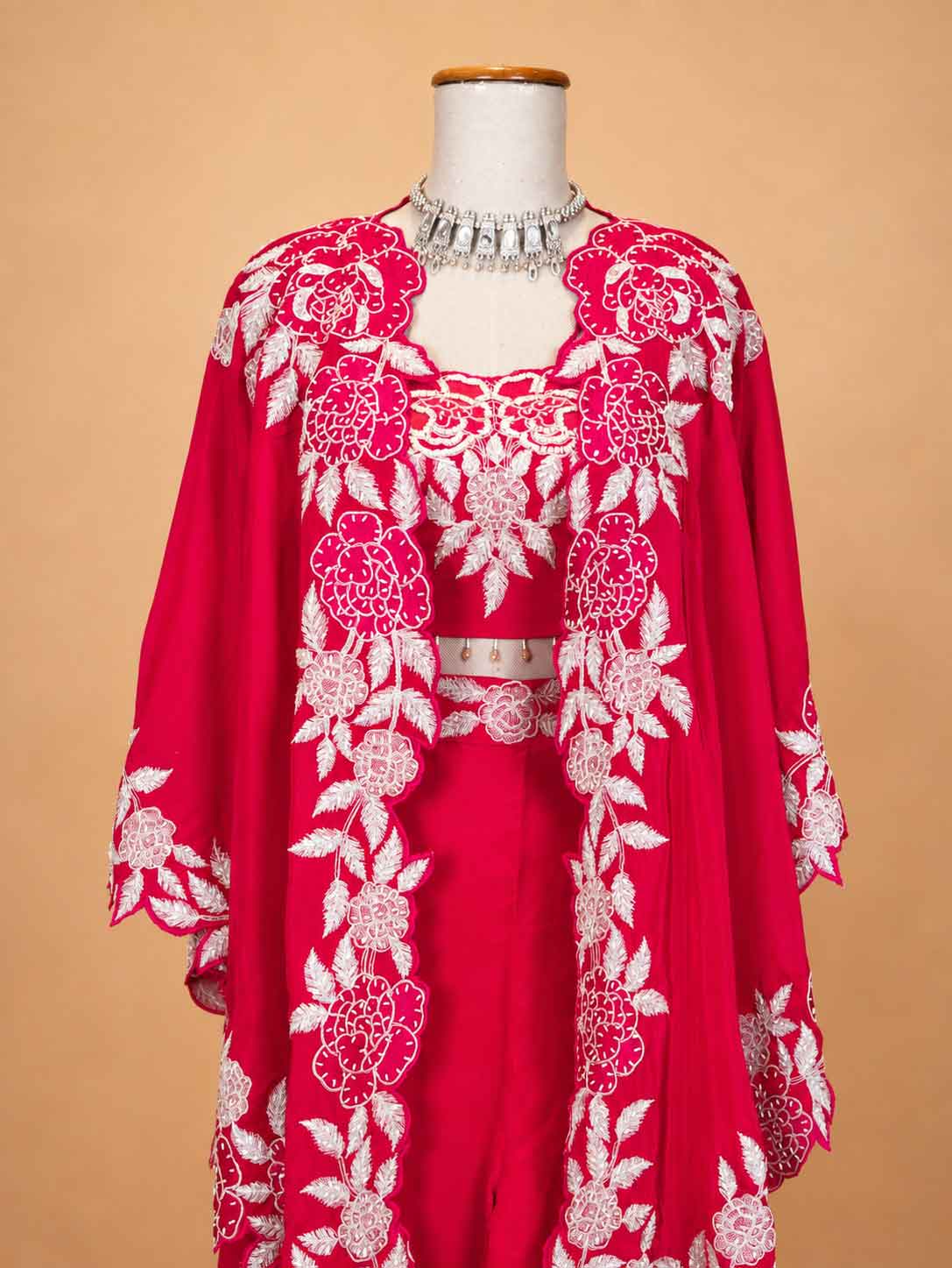 Rani Pink Designer Co-Ord Set for Women | Embroidered Palazzo Set