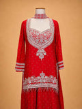 Red | Red embroidered sharara set for women in ASMA Straight Cuts collection Bengaluru - alternate view 6 | 6