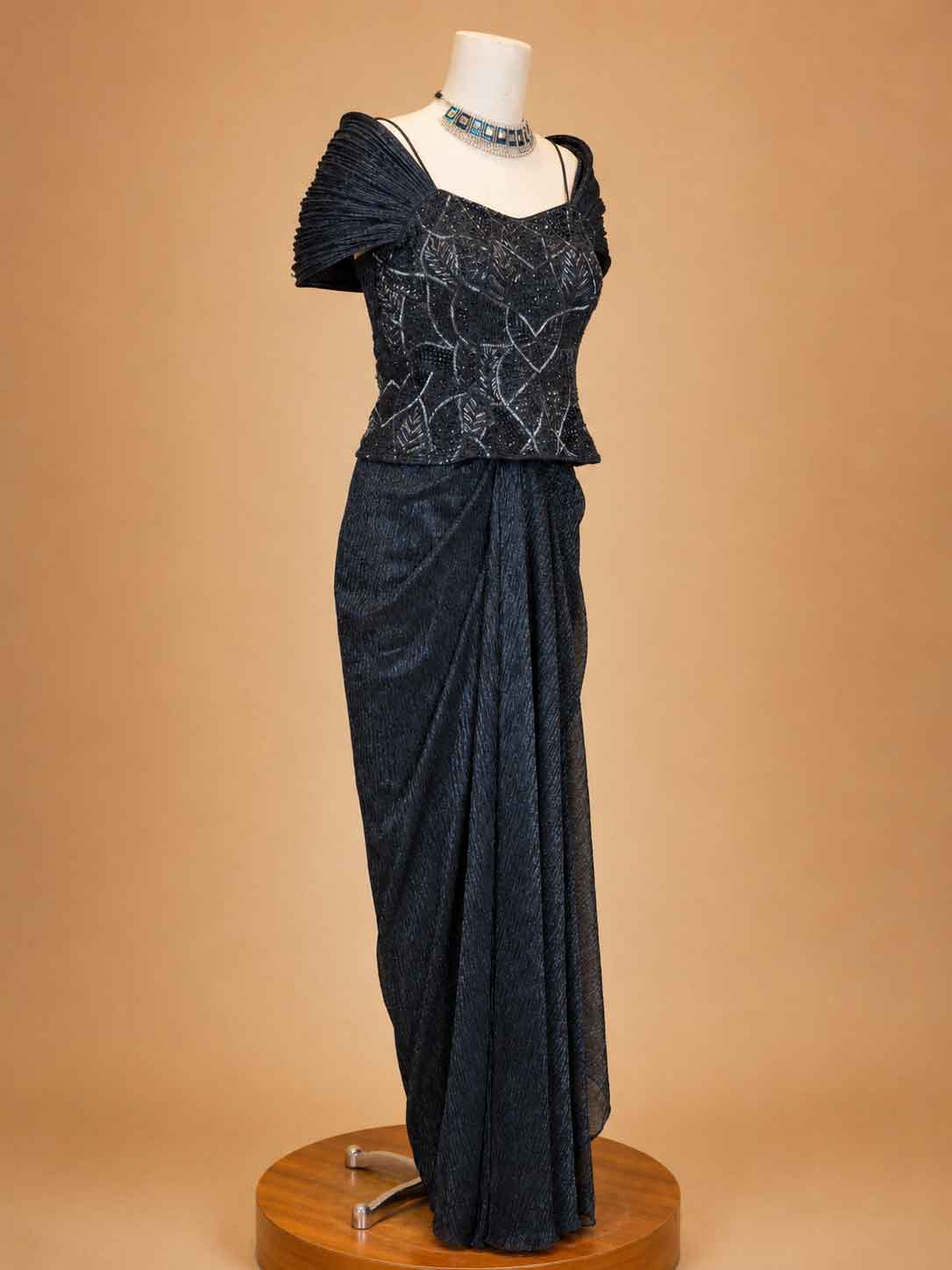 Navy Blue Designer Saree with Embellished Blouse | Party Wear Saree