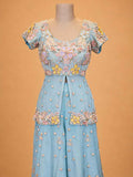 Aqua Blue Embroidered Ethnic Suit Set for Women | Designer Festive Wear