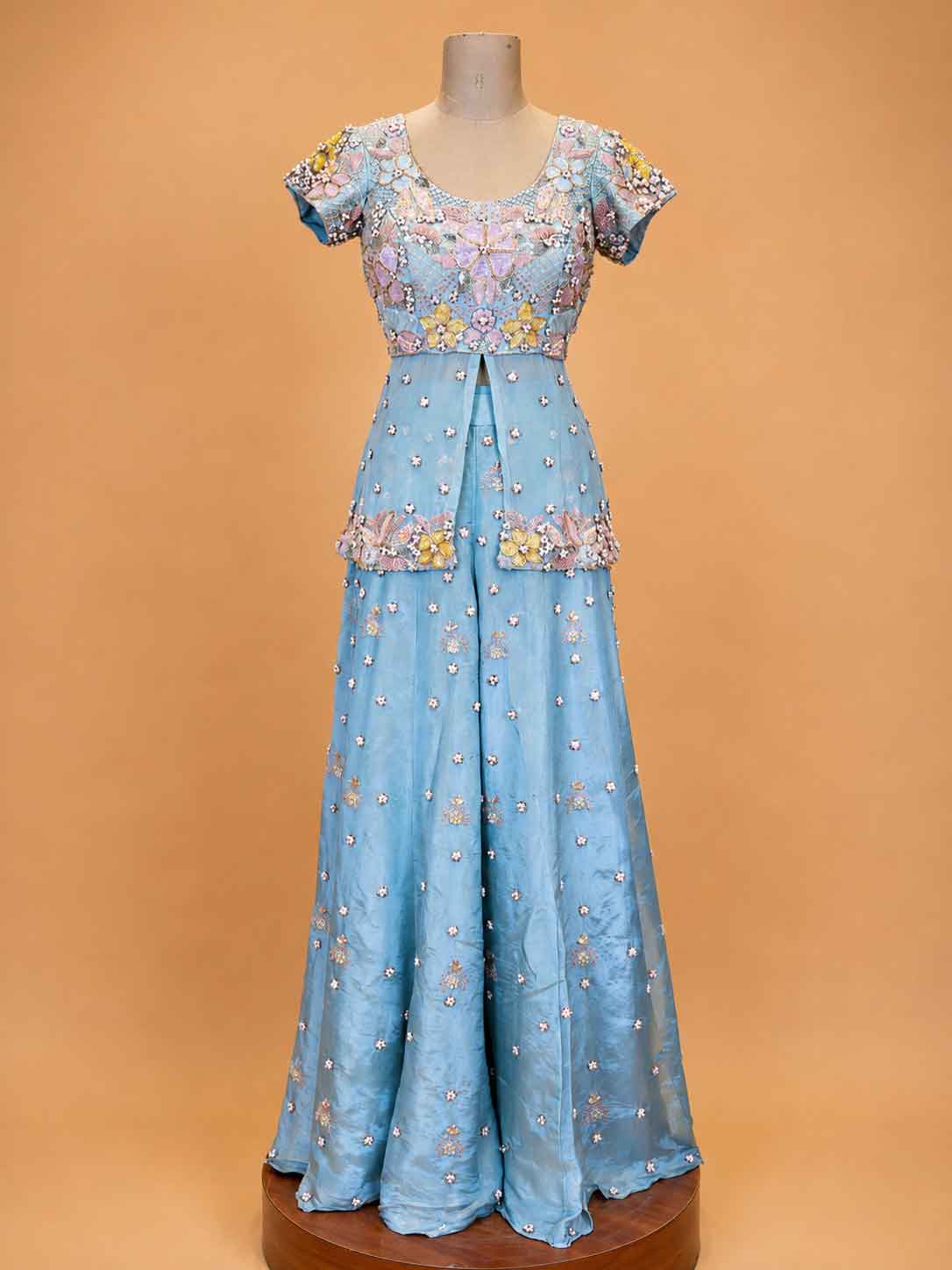 Aqua Blue Embroidered Ethnic Suit Set for Women | Designer Festive Wear