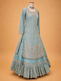 Sky Blue Embroidered Sharara Suit Set for Women | Designer Festive Wear