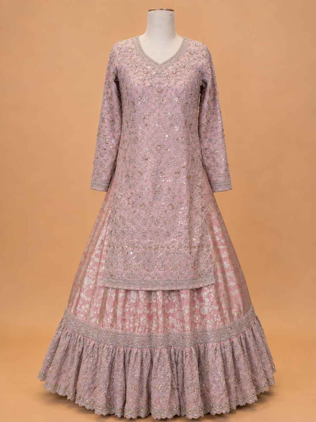 Peach Colour Embroidered Sharara Suit Set for Women | Designer Ethnic Wear