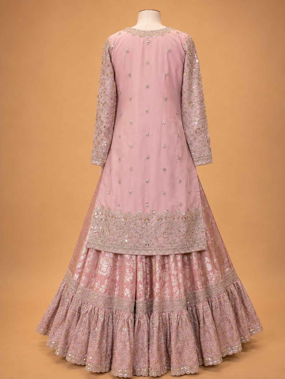 Peach Colour Embroidered Sharara Suit Set for Women | Designer Ethnic Wear