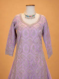 Onion colour embroidered Anarkali suit set for women with matching dupatta and flared silhouette