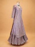 Onion colour embroidered Anarkali suit set for women with matching dupatta and flared silhouette