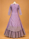 Onion colour embroidered Anarkali suit set for women with matching dupatta and flared silhouette
