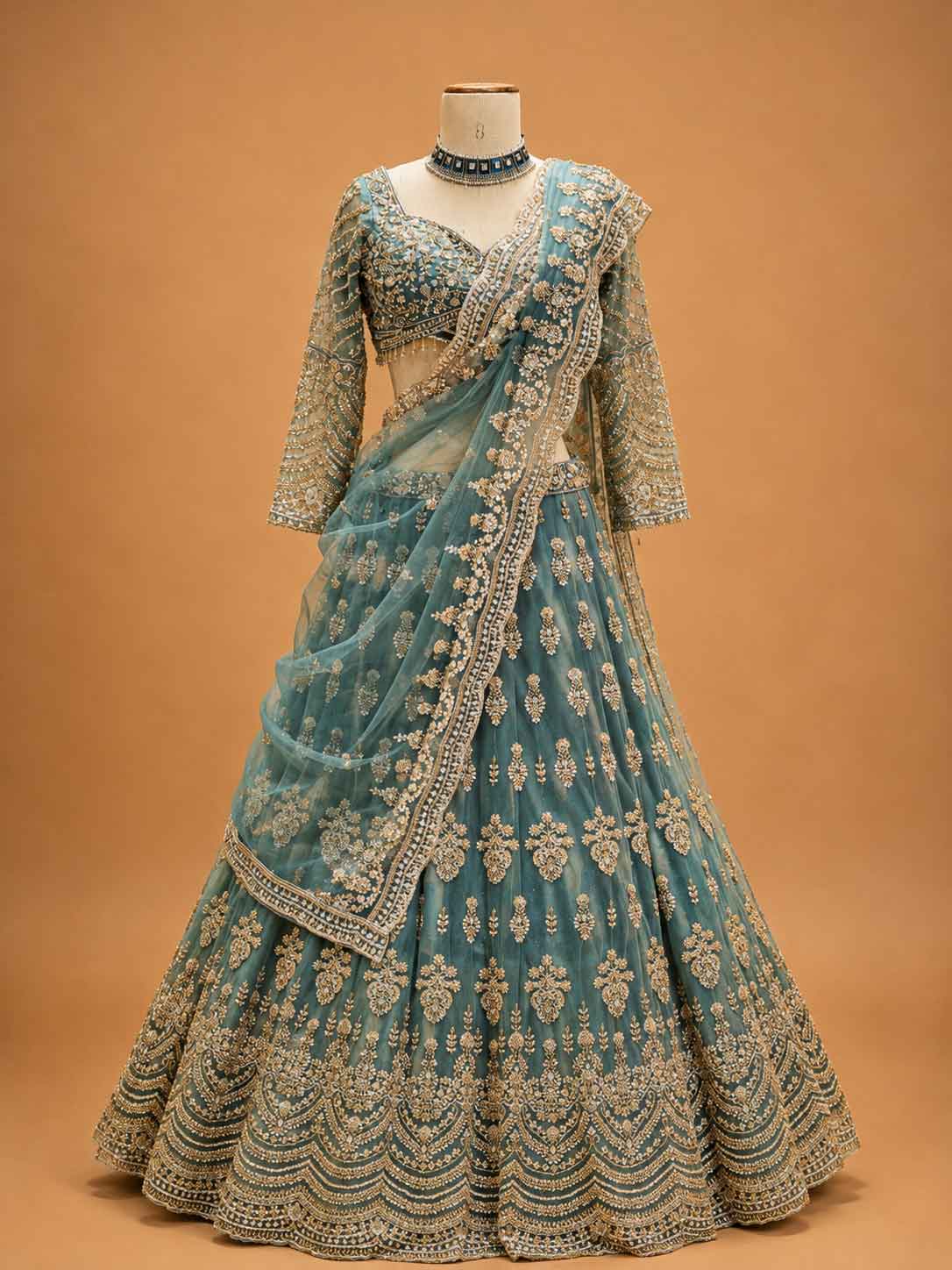 Green Designer Lehenga Choli for Women | Embroidered Wedding Wear