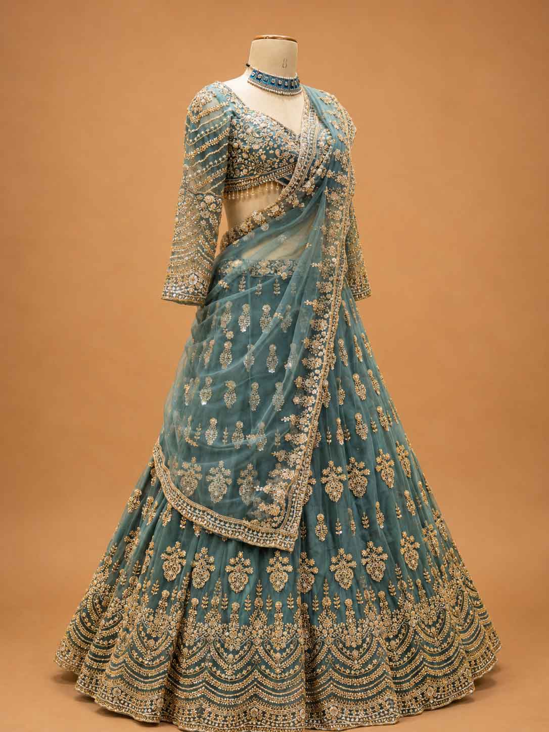 Green Designer Lehenga Choli for Women | Embroidered Wedding Wear