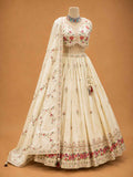 Cream Designer Lehenga Choli for Women | Floral Embroidered Wedding Lehenga