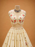 Cream Designer Lehenga Choli for Women | Floral Embroidered Wedding Lehenga