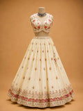 Cream Designer Lehenga Choli for Women | Floral Embroidered Wedding Lehenga
