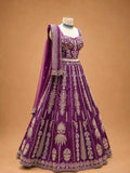 Wine Designer Lehenga Choli for Women | Embroidered Wedding Lehenga