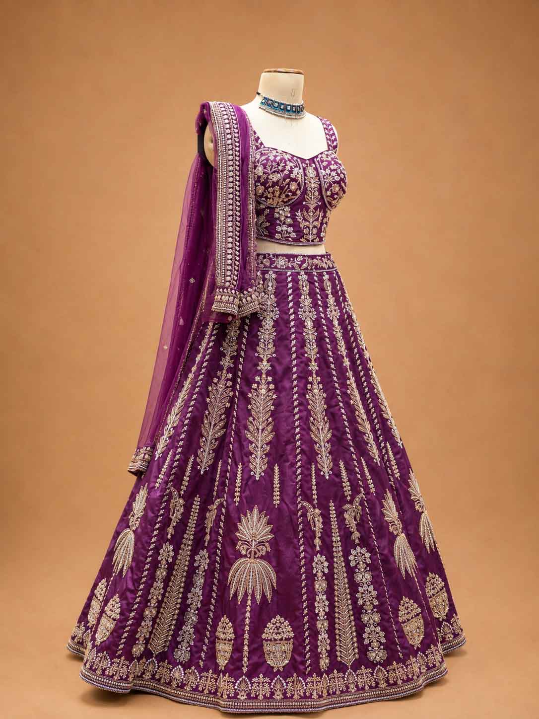 Wine Designer Lehenga Choli for Women | Embroidered Wedding Lehenga