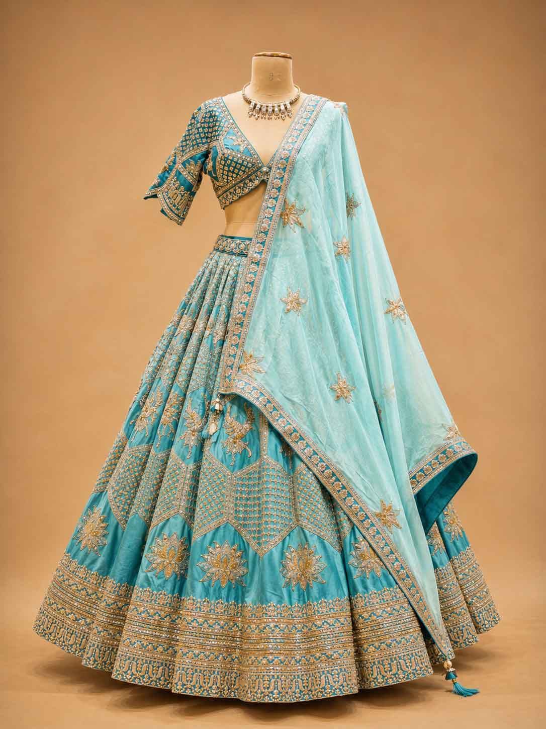 Firozi Designer Lehenga Choli for Women | Embroidered Wedding Lehenga