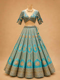 Firozi Designer Lehenga Choli for Women | Embroidered Wedding Lehenga