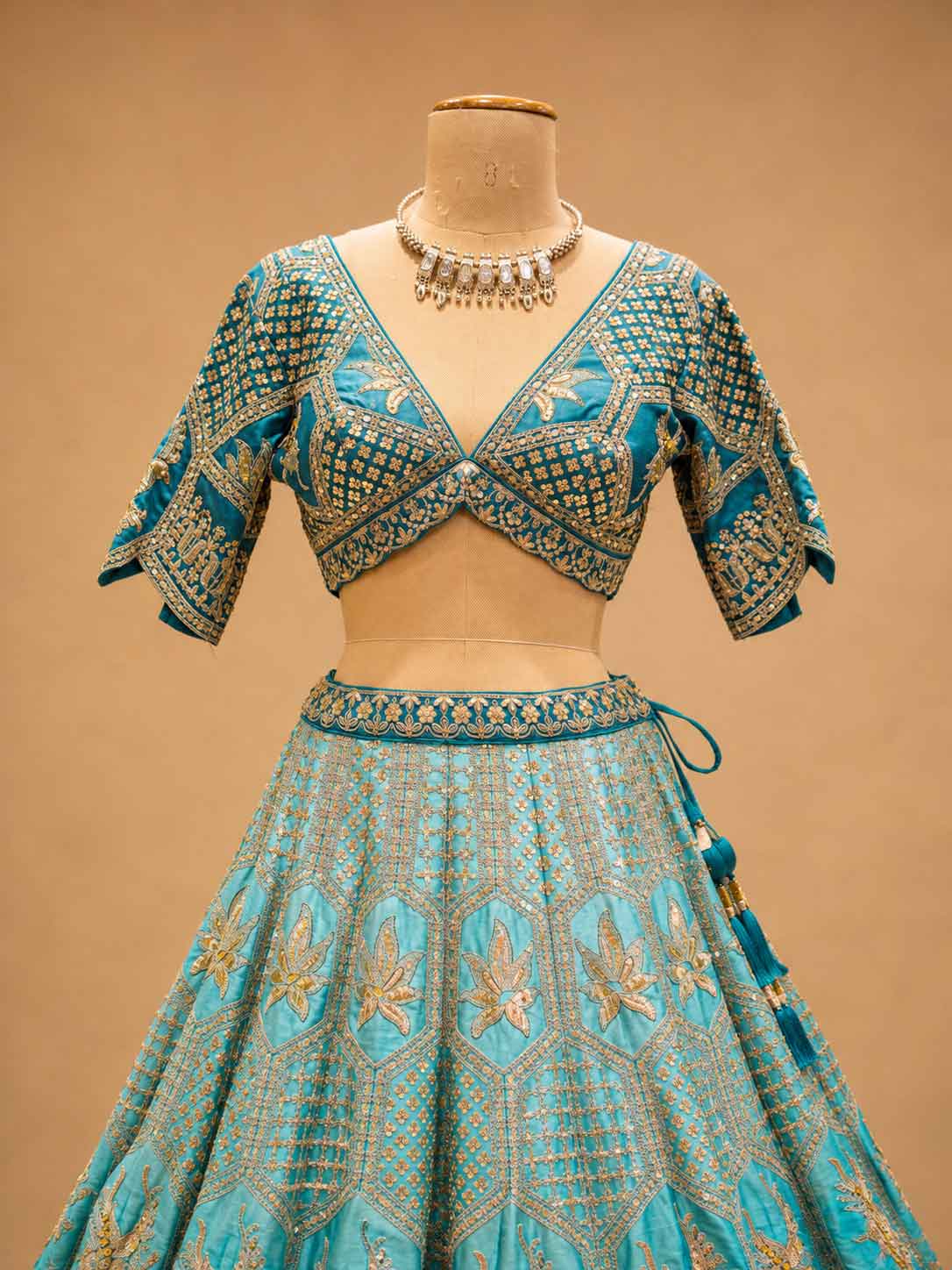 Firozi Designer Lehenga Choli for Women | Embroidered Wedding Lehenga