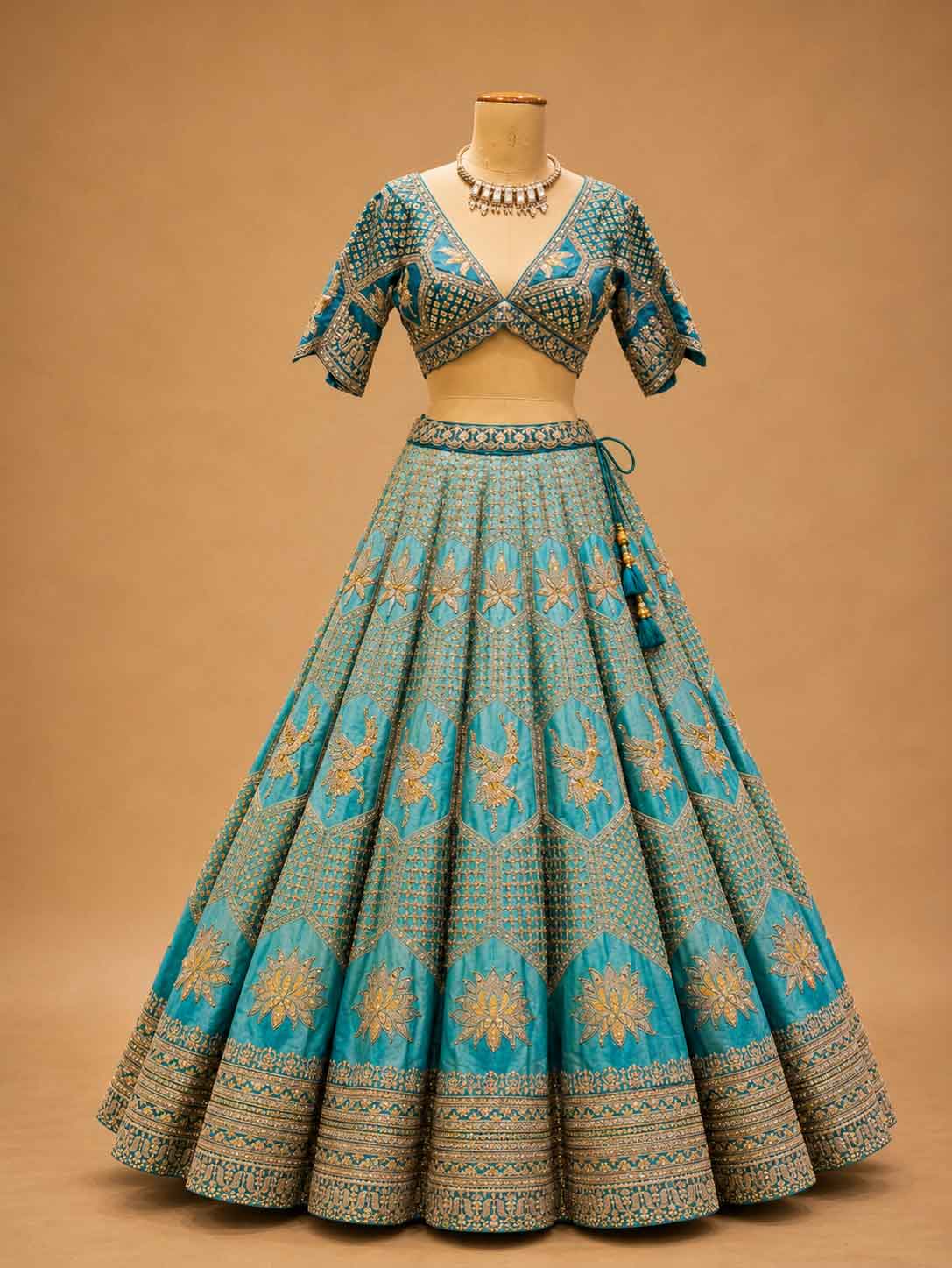 Firozi Designer Lehenga Choli for Women | Embroidered Wedding Lehenga