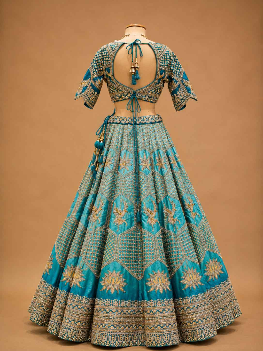 Firozi Designer Lehenga Choli for Women | Embroidered Wedding Lehenga