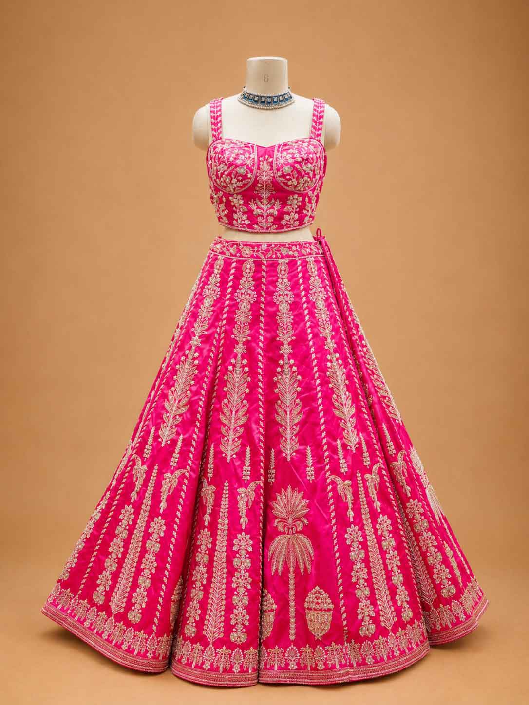 Rani Pink Designer Lehenga Choli for Women | Embroidered Wedding Wear