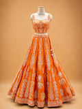 Orange Designer Lehenga Choli for Women | Embroidered Wedding Wear