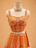 Orange Designer Lehenga Choli for Women | Embroidered Wedding Wear