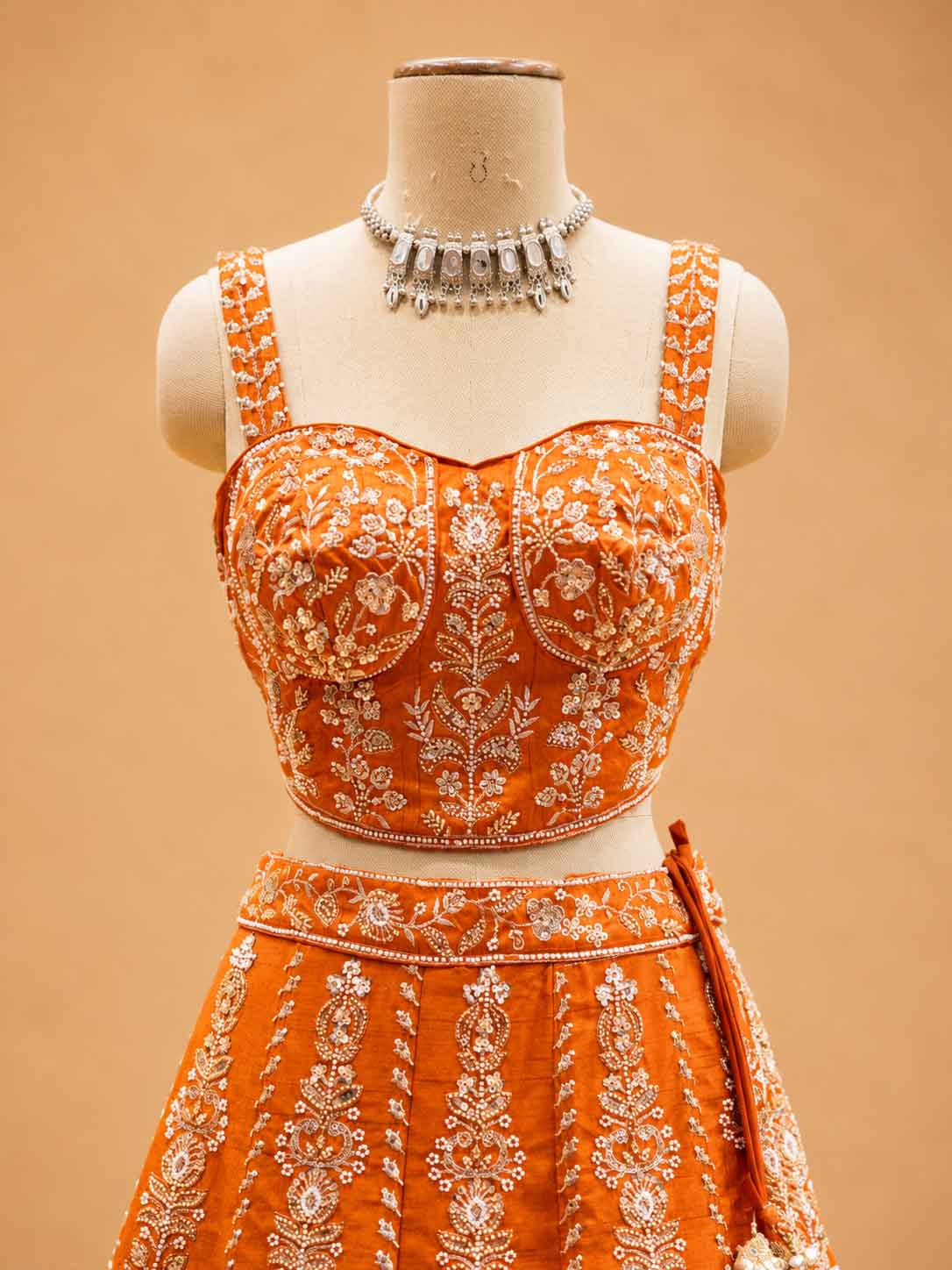 Orange Designer Lehenga Choli for Women | Embroidered Wedding Wear
